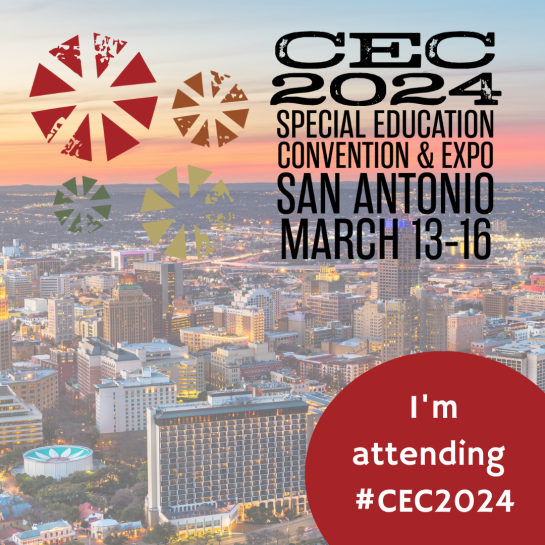 Background image of the city of San Antonio. The CEC 2024 logo overlays the image. In a red circle, white text reads "I'm attending #CEC2024."