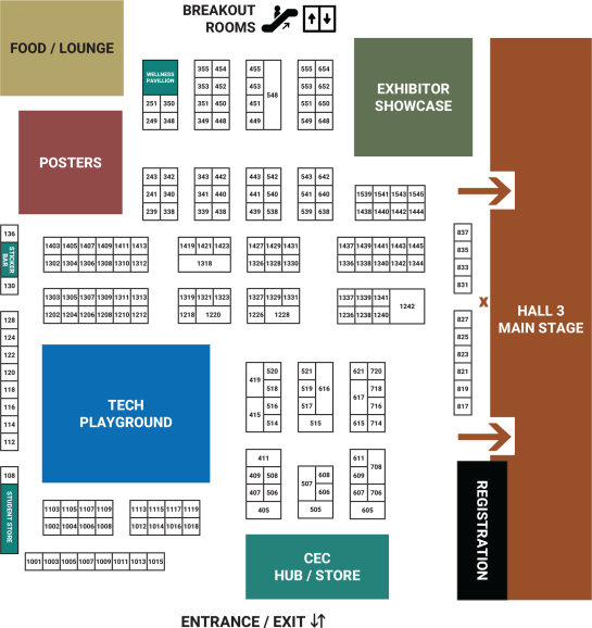 Map of CEC 2024 expo hall as of Feb. 13